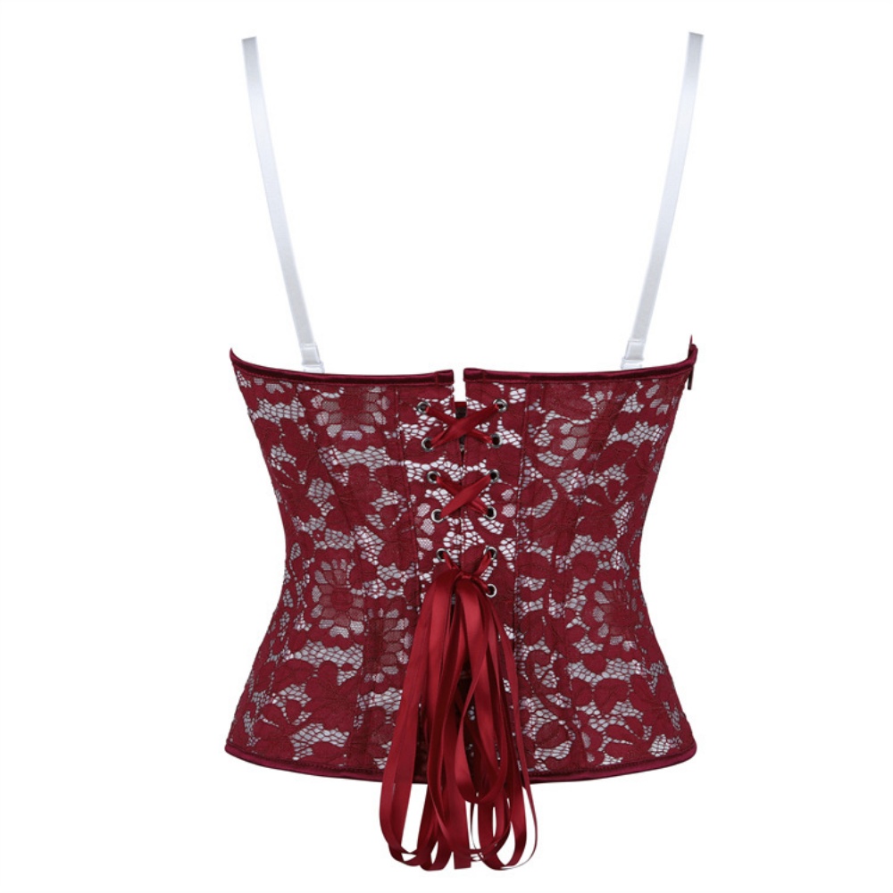 Boning Corset Steel - Wine Red Sexy Overbust Corset Tops