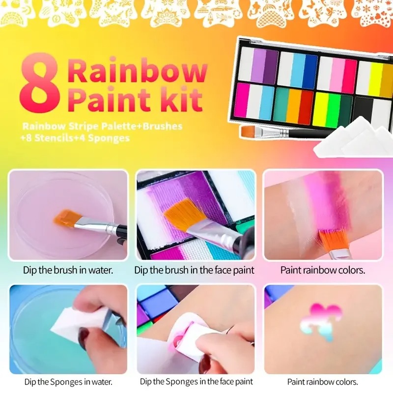 8 Color Rainbow Face & Body Pa - Cosplay Prop Paint reseña y precio